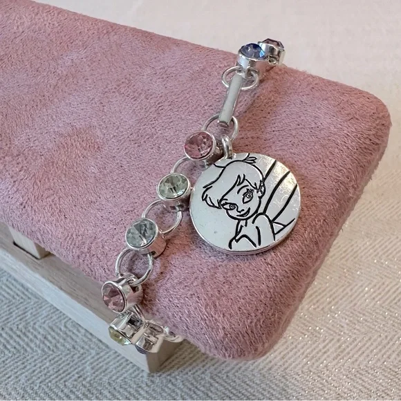 Y2K Vintage Avon Disney Tinkerbell Charm Bracelet Pastel Crystal Rhinestones - Picture 12 of 15